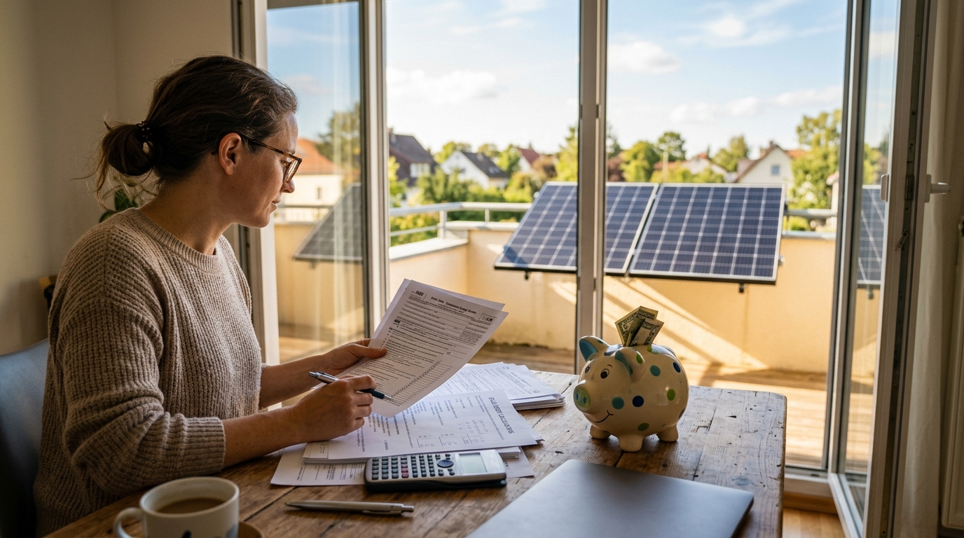 Photorealistic editorial photograph representing "Federal and state incentives — what applies" — Virginia balcony solar law guide